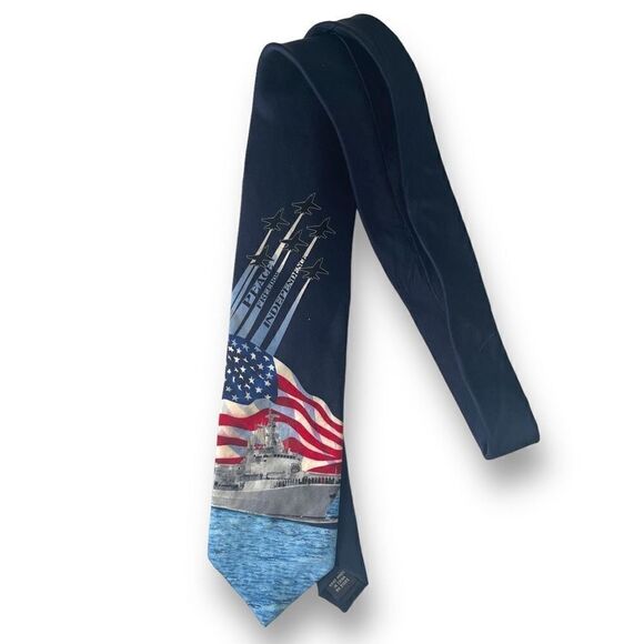 American Lifestyle US Navy Graphic Silk Tie‎ - Picture 1 of 5